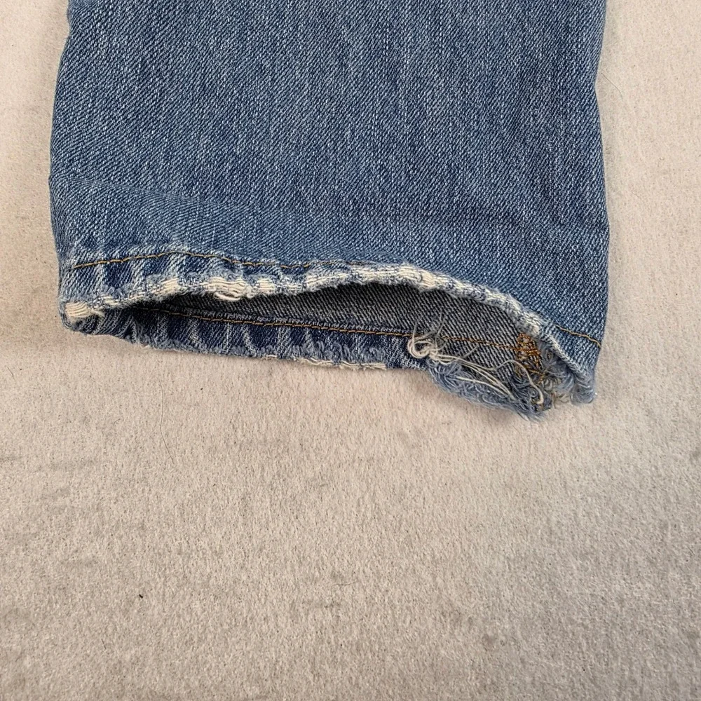 Good American Womens High Rise Straight Leg Distressed Jeans Blue‎ GV050T 6/28